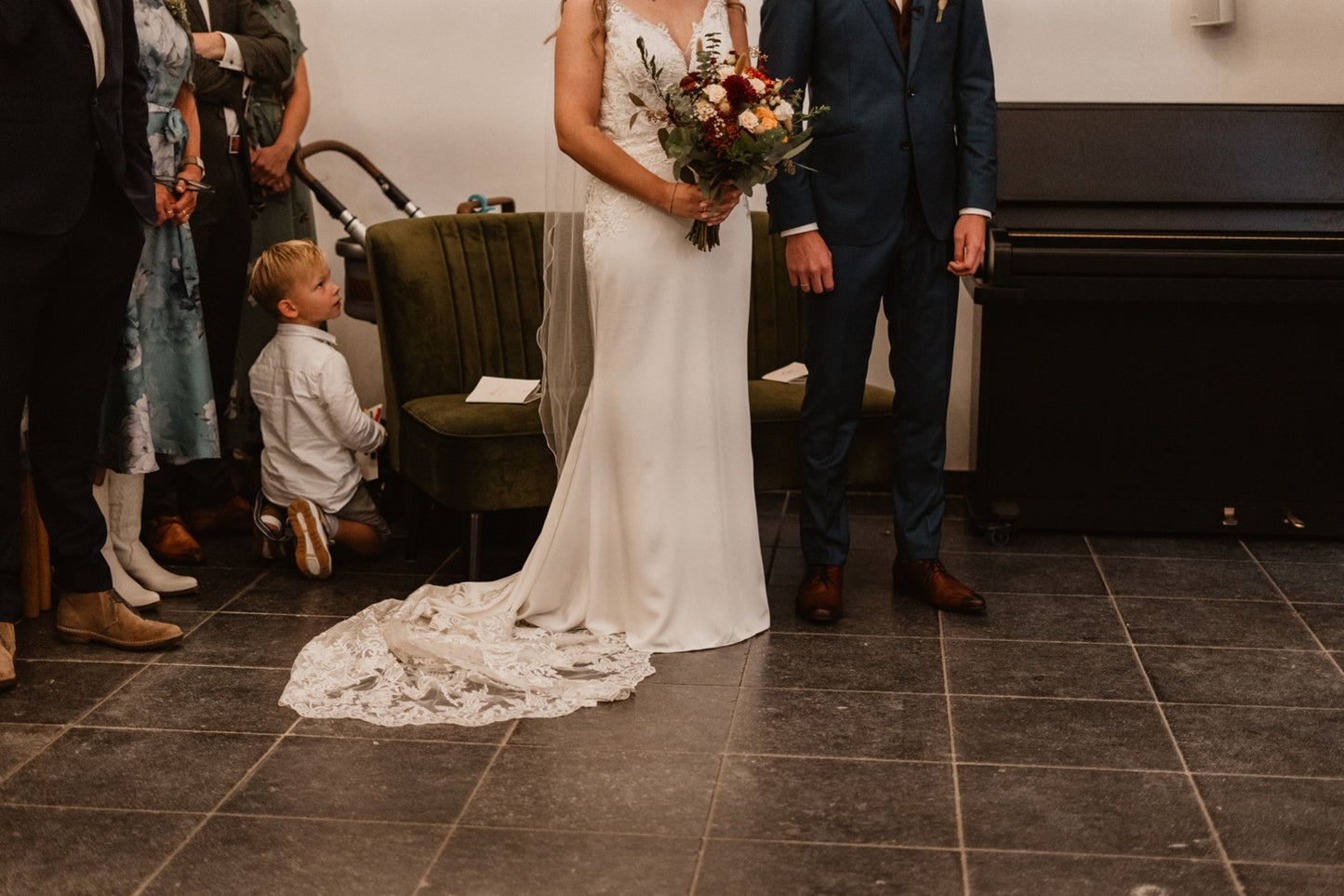 Groen velvet bankje